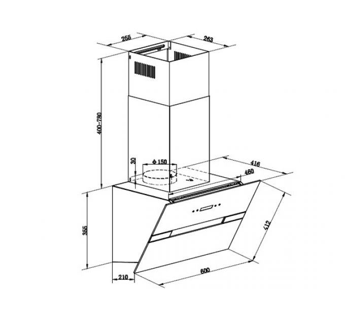 Вытяжка MAUNFELD MERSEY 60 черныйвставка сатин