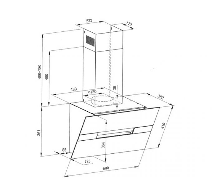 Вытяжка MAUNFELD MERSEY 60 черныйвставка сатин