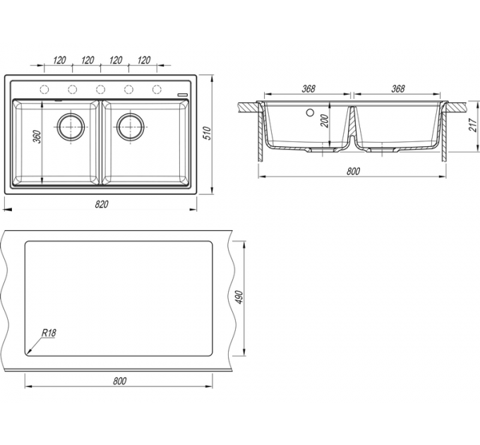 Мойка Florentina Липси 820 грей