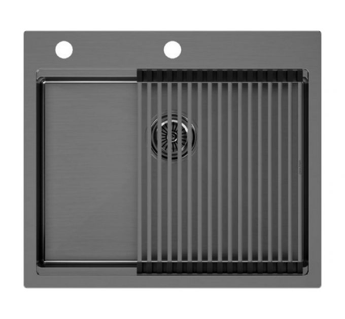 Мойка Paulmark Kroner-pro 59 PM705951-GM, вороненая сталь