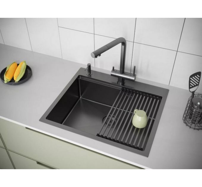 Мойка Paulmark Kroner-pro 59 PM705951-GM, вороненая сталь