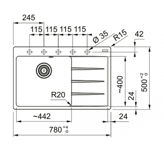 Мойка Franke CNG 611/211-78 TL, черный матовый, чаша слева (114.0639.726)