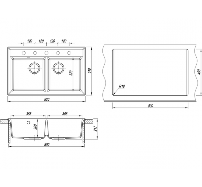 Мойка Florentina Тоскана 820 антрацит