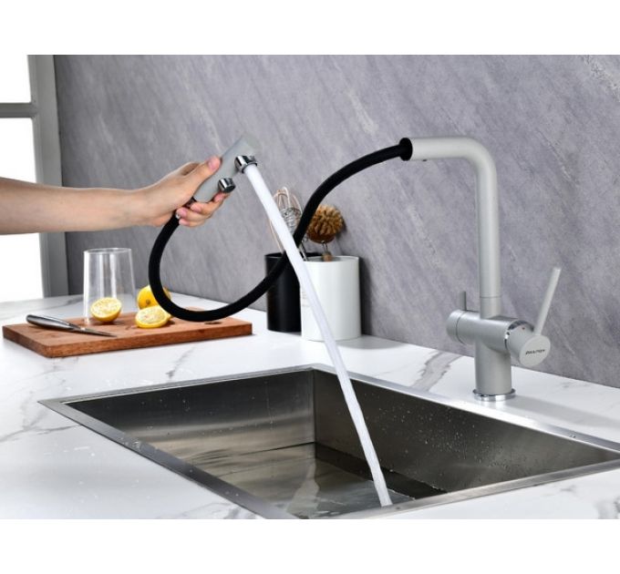 Смеситель Paulmark Serpentine Se213222-GRS, серый дым