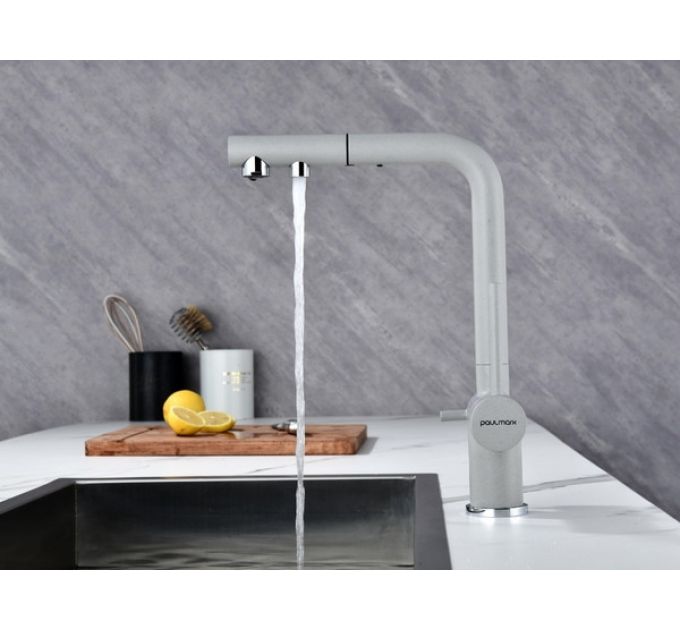 Смеситель Paulmark Serpentine Se213222-GRS, серый дым