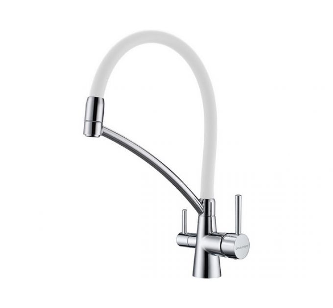 Смеситель Paulmark Siegen Si213111-CRW, хром, белый шланг
