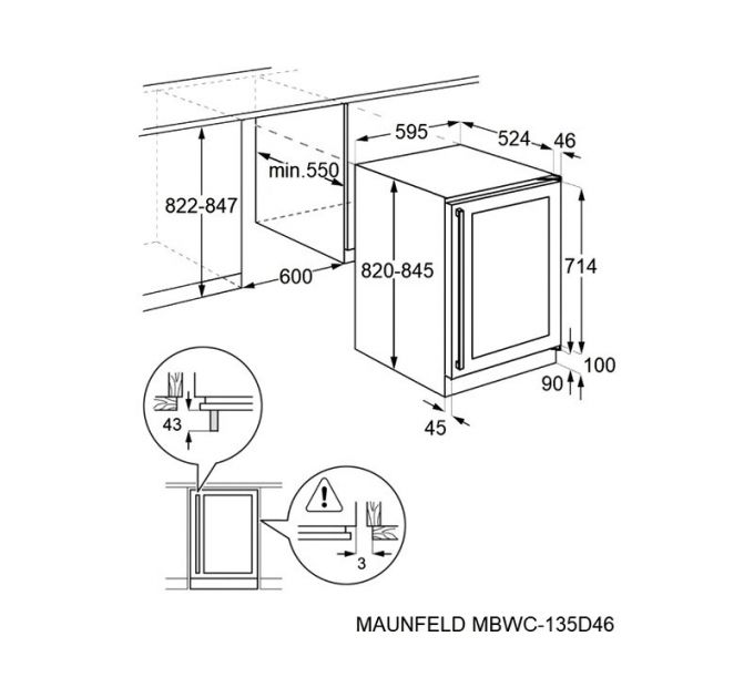 Винный шкаф MAUNFELD MBWC-135D46 встраиваемый