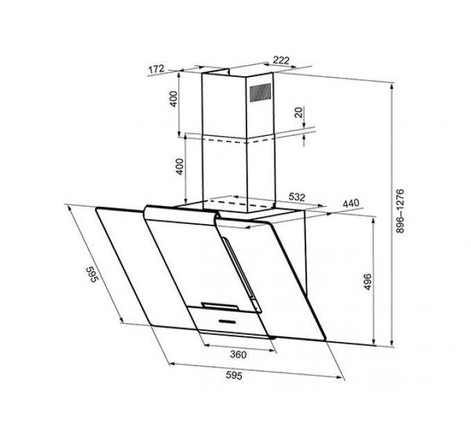 Вытяжка KRONA TALLI 600 inox/black glass 3P