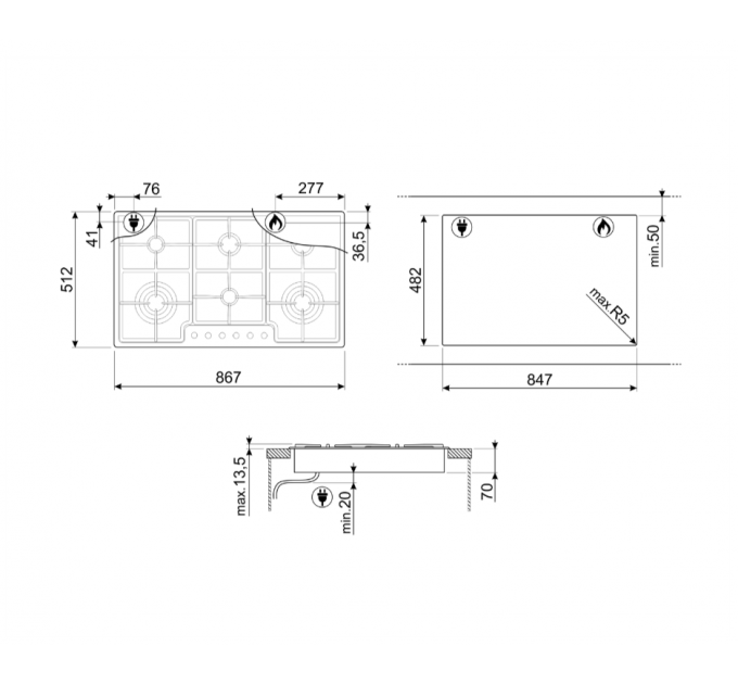 Варочная панель SMEG PGF962 газовая