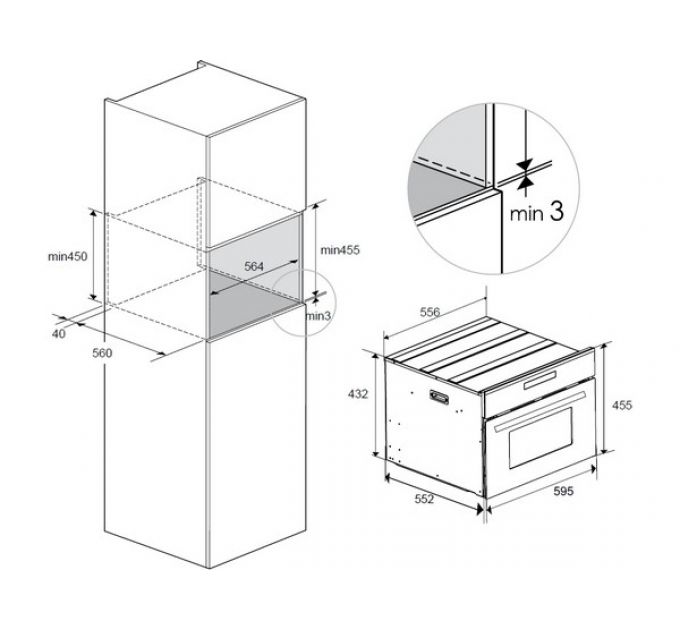 Духовой шкаф MEFERI MEO608BK MICROWAVE компактный с СВЧ
