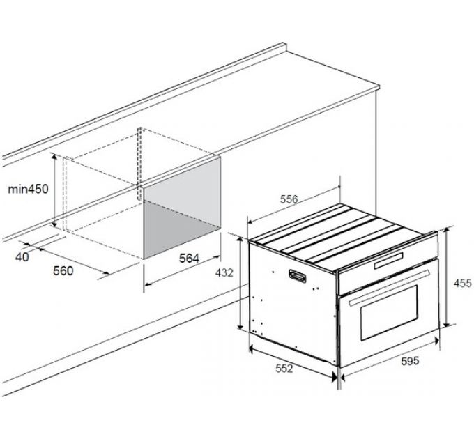 Духовой шкаф MEFERI MEO608BK MICROWAVE компактный с СВЧ