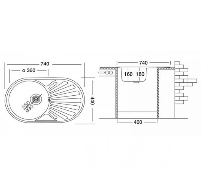 Мойка Ukinox Фаворит FAP740.440 -GT8K 1R