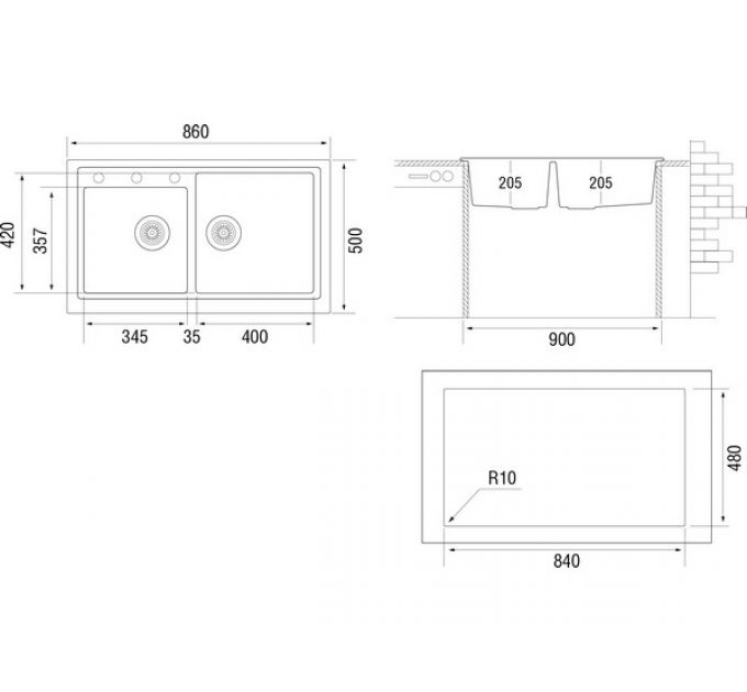 Мойка Longran Classic CLS860.500 20 - 54 Truffle