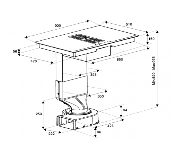 Варочная панель Bertazzoni P904ICHNE индукционная с вытяжкой