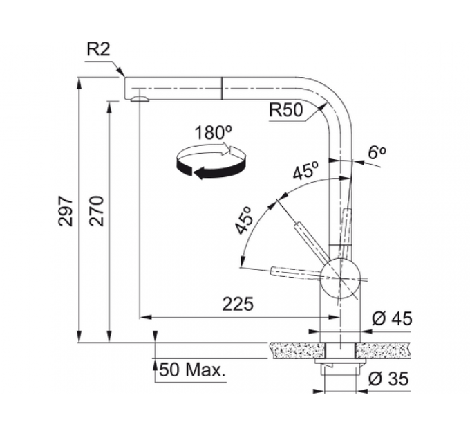 Смеситель Franke Atlas Neo, выдв. лейка, нерж. сталь (115.0521.438)