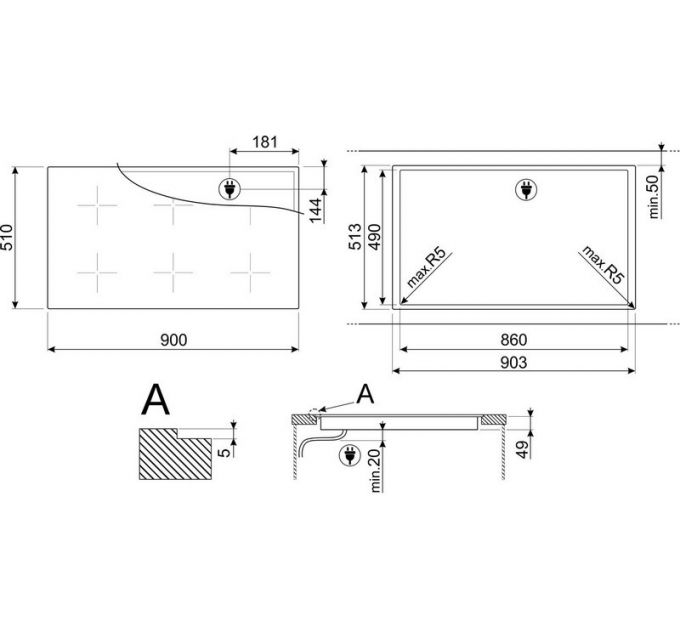 Варочная панель SMEG SIM1964DG индукционная