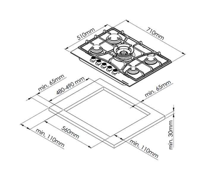 Варочная панель Kuppersberg FS 73 X газовая