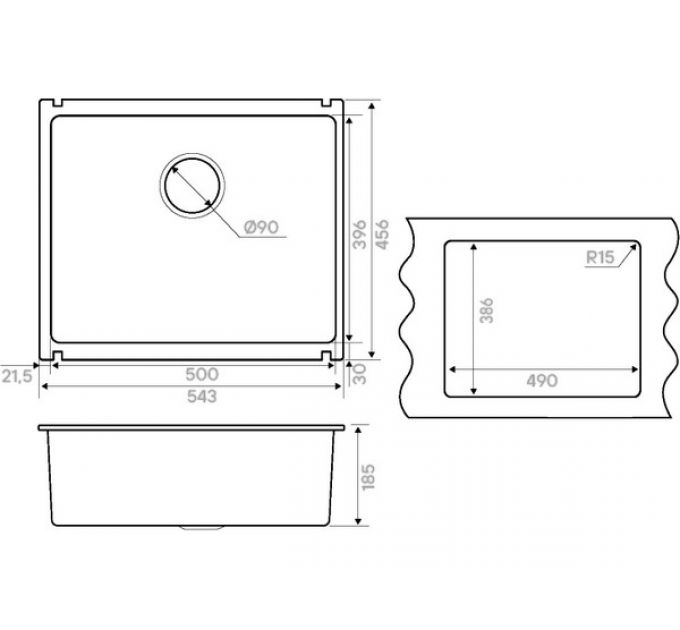 Мойка Kuchenstern SUBKERAM 60 керамический черный