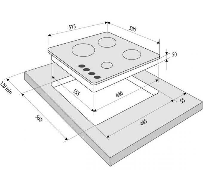 Варочная панель KRONA CORNIOLA 60 BL газовая