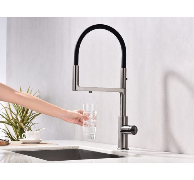 Смеситель Paulmark Tornado To213402-GM (B), вороненая сталь (беретта)