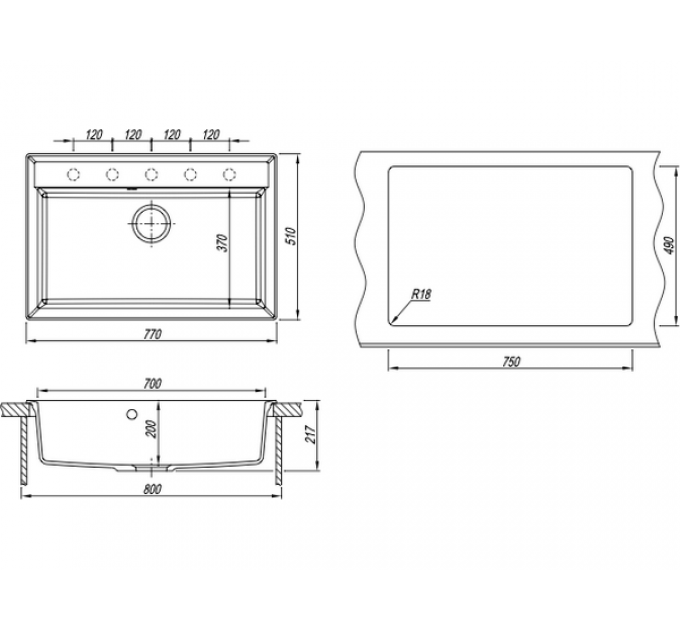 Мойка Florentina Тоскана 770 черный