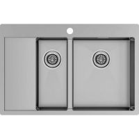 Мойка Paulmark Kroner 78/2SF PM227851-BSR, брашированная нерж. сталь