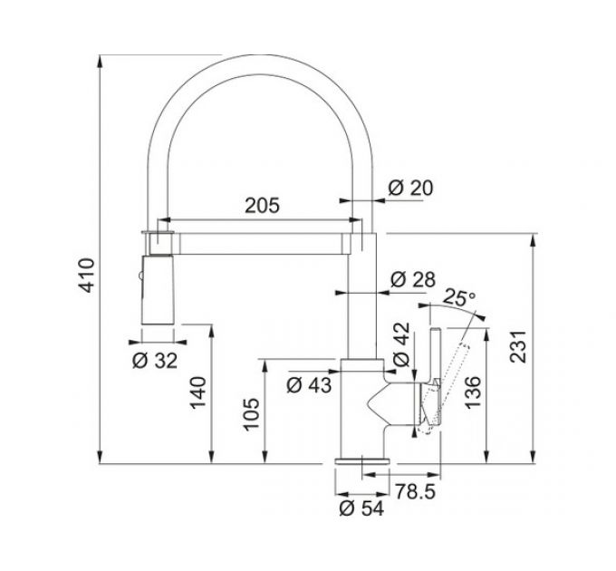 Смеситель Franke Lina Semi-pro, черный матовый (115.0725.838)
