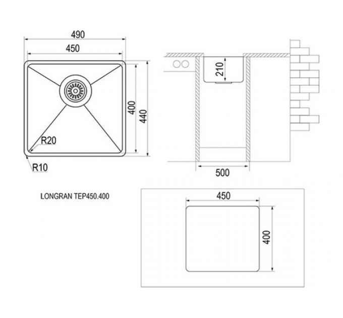 Мойка Longran Techno TEB450.400 -GT10P