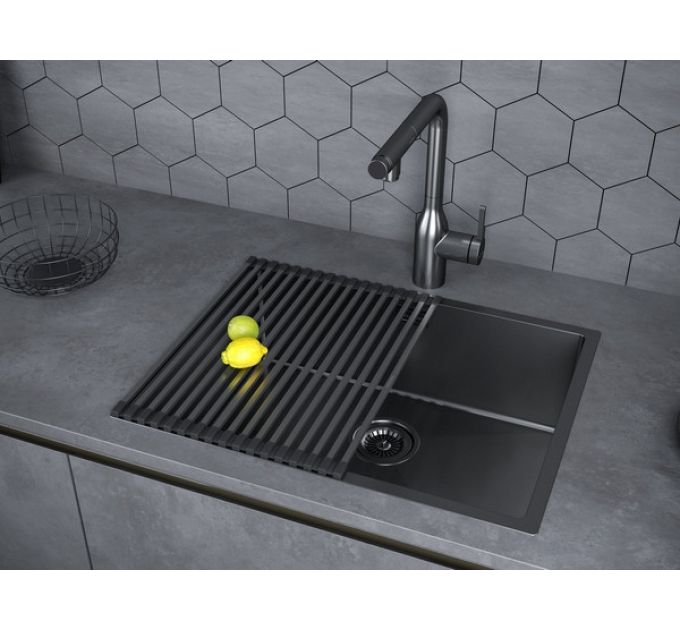 Мойка Paulmark Next 58 uni PM215844-GM, вороненая сталь