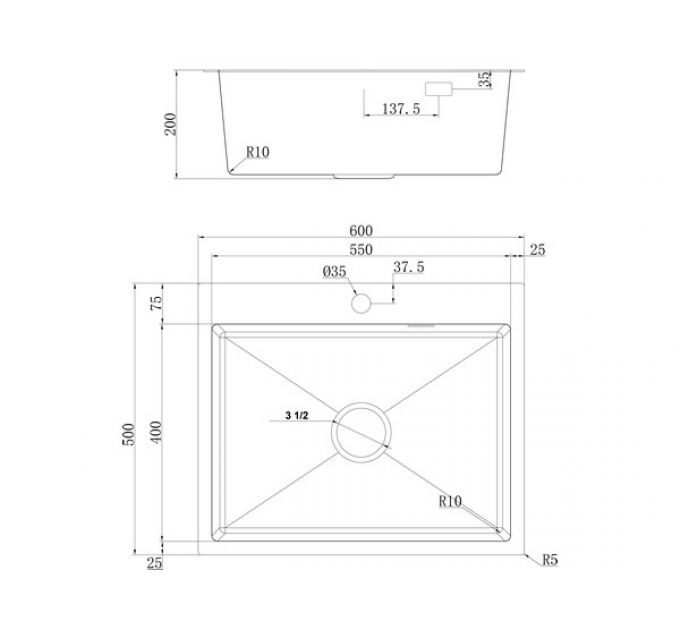 Мойка Ukinox Практика PRB600.500 -GT10C 0CW & S с выпуском