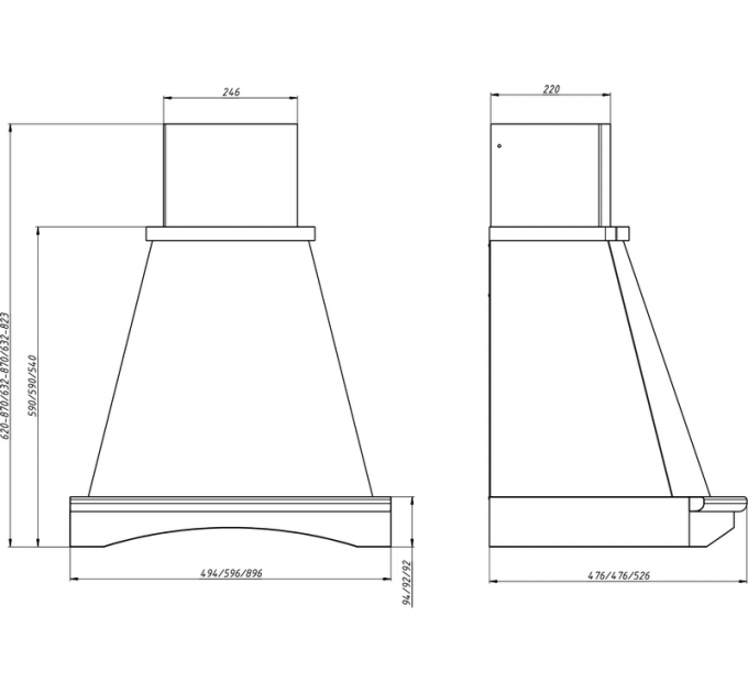 Вытяжка Elikor Ротонда 90П-650-П3Д бежевый/дуб неокр