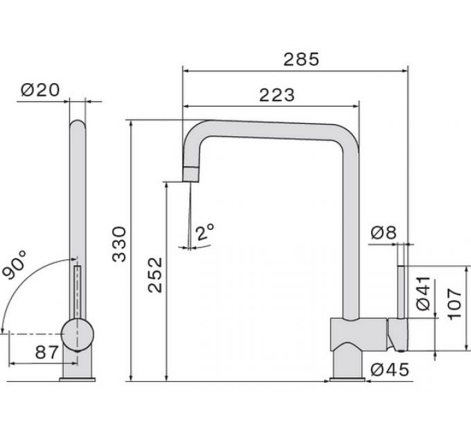 Смеситель Falmec EASY SQUARE CHROME