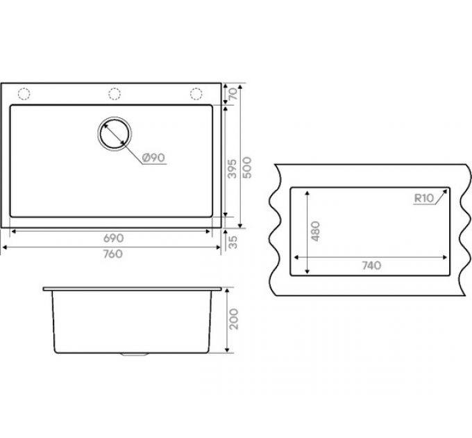 Мойка Kuchenstern OBEN 80 антрацит