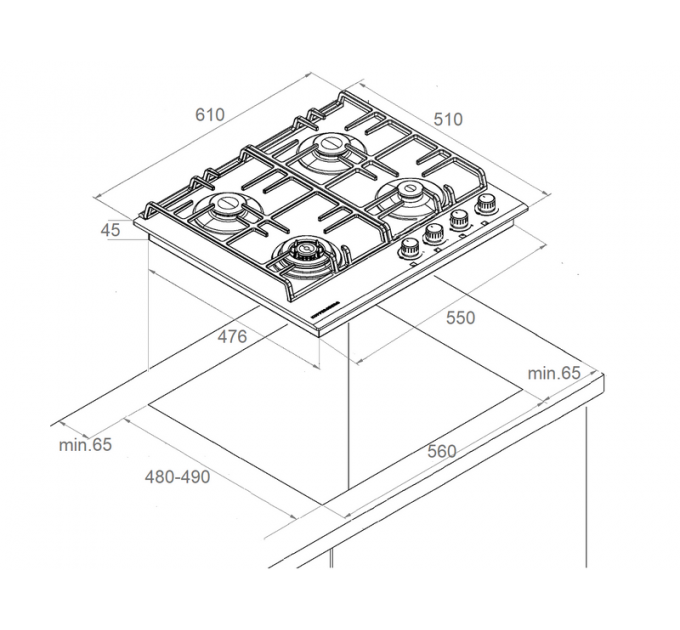 Варочная панель Kuppersberg FG 63 W газовая