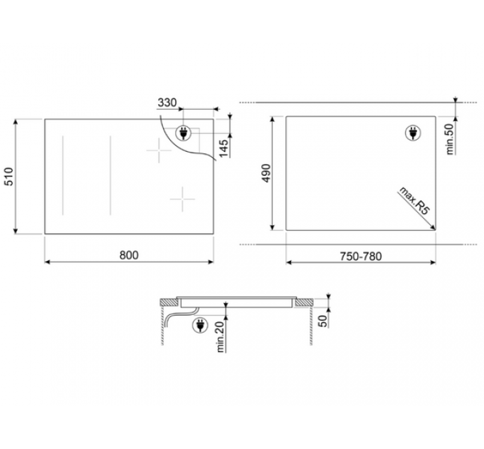 Варочная панель SMEG SIM3864MB индукционная
