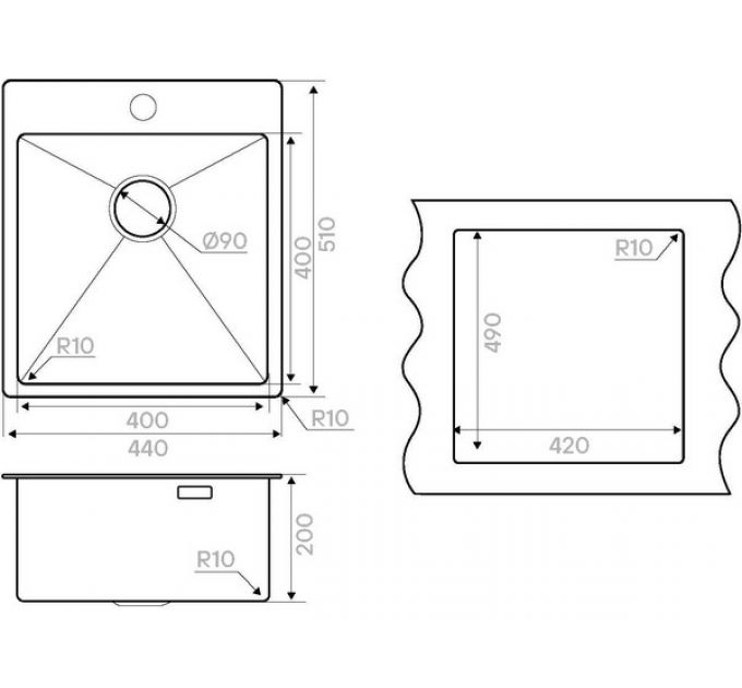 Мойка Kuchenstern WERK 45 вороненая сталь
