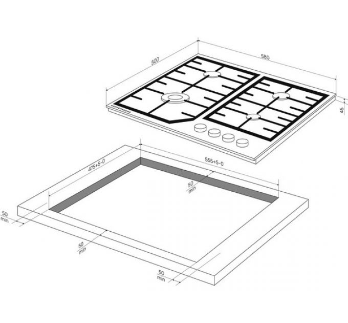 Варочная панель Kuppersberg FS 66 X газовая