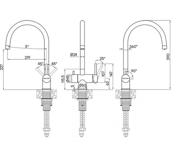 Смеситель Paulmark Heller He213218-GM, вороненая сталь