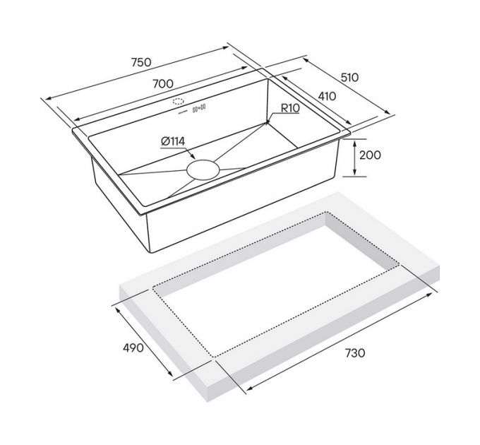 Мойка Paulmark Kroner 75 PM217551-GM, вороненая сталь