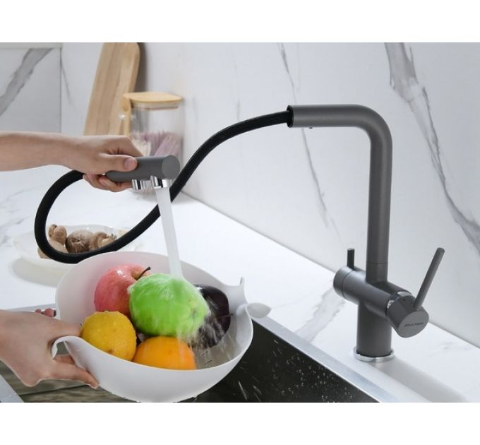 Смеситель Paulmark Serpentine Se213222-GRM, серый металлик