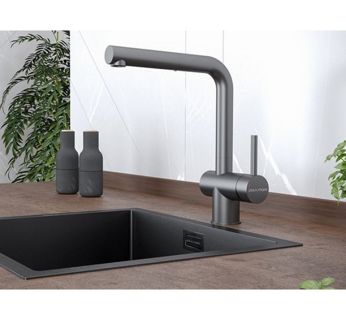 Смеситель Paulmark Dosse Do214418-GM, вороненая сталь