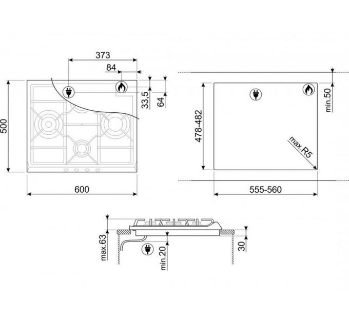 Варочная панель SMEG SR764AO газовая