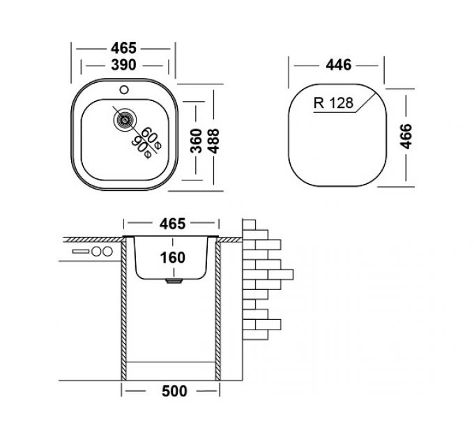Мойка Ukinox Галант GAM465.488 -GT6K 0C
