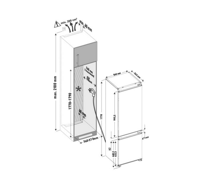 Холодильник KRONA BRISTEN FNF KRFR102 встраиваемый