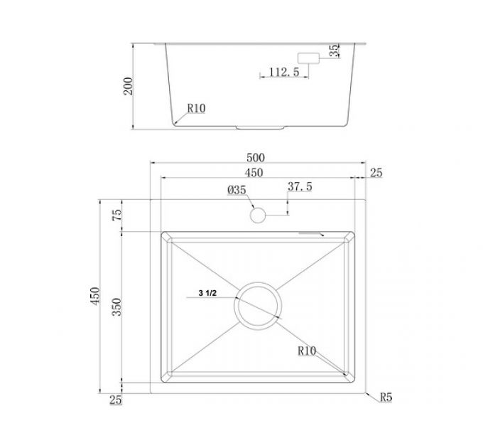 Мойка Ukinox Практика PRB500.450 -GT10C 0CW