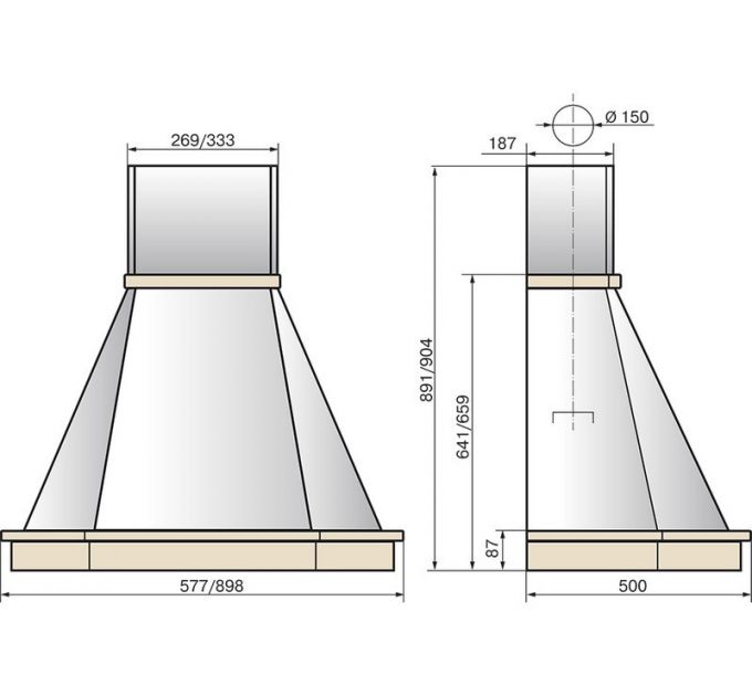 Вытяжка Elikor Камин Грань 90П-650-П3Л бежевый/дуб неокр.