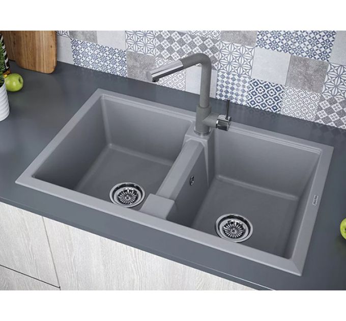 Мойка Paulmark Tandem 80/2 PM238150-GRM, серый металлик