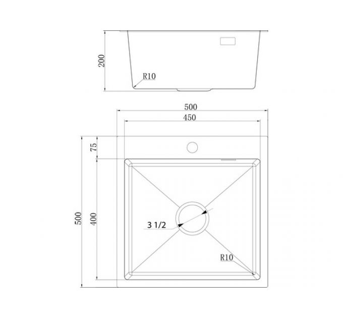 Мойка Ukinox Практика PRB500.500 -GT10C 0CW & S с выпуском
