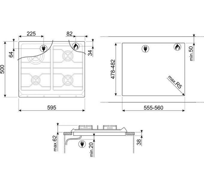 Варочная панель SMEG SR964XGH газовая