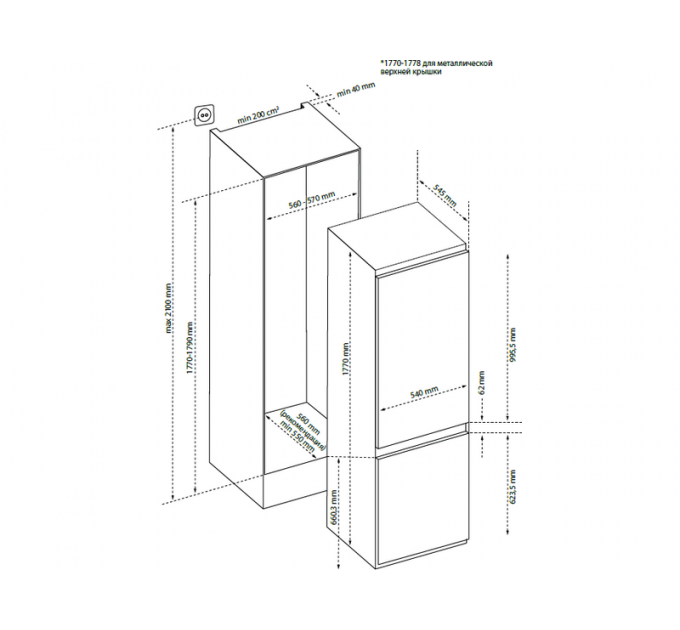 Холодильник De Dietrich DRC1775EN встраиваемый